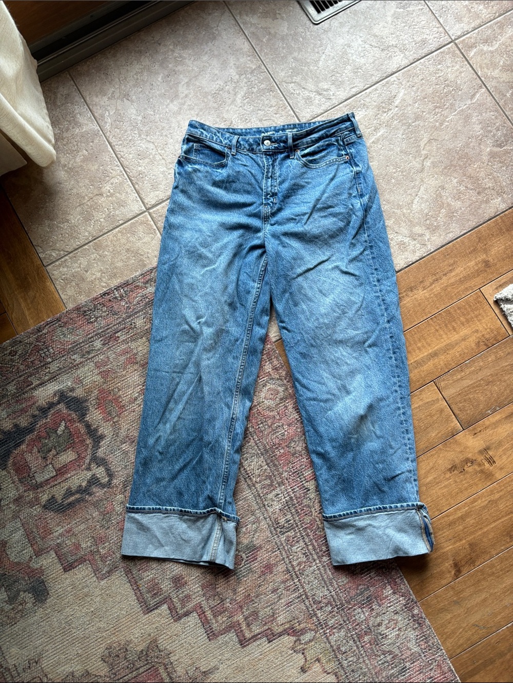 Old Navy Light Blue Boyfriend Jeans with Cuffed Hem